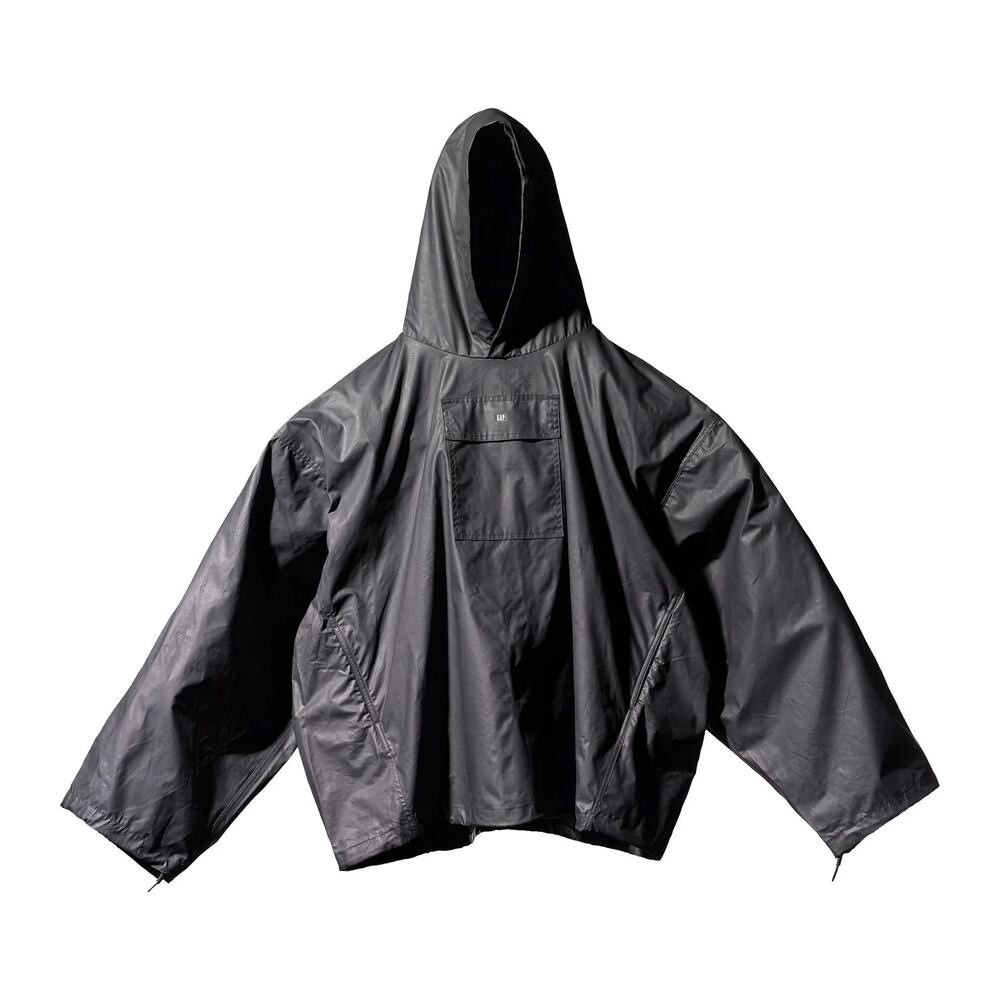 YEEZY GAP by Balenciaga Coated Black Anorak Hoodie Size Small - Picture 7 of 8
